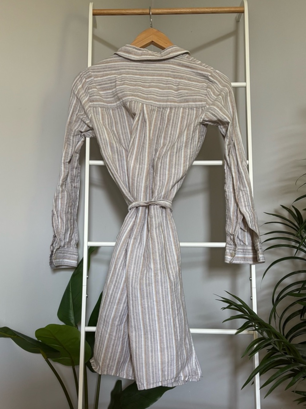 Tommy Hilfiger Neutral Striped Button-Up Shirt Dress - Picture 3 of 14